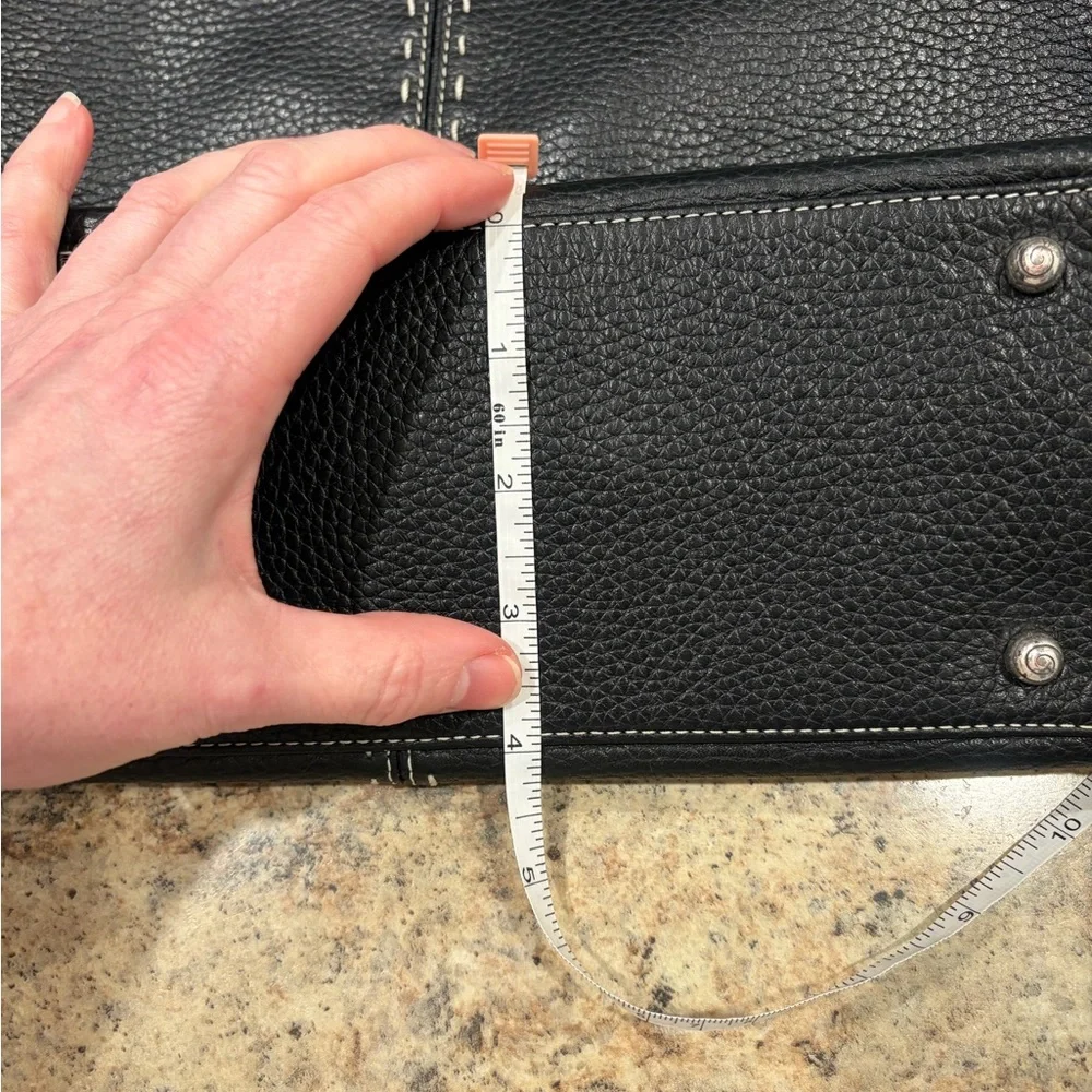 Brighton Black Concho Leather Women’s Shoulder Bag with Decorative Silver Strap